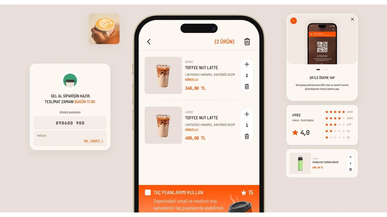 Beanport ödeme ve sipariş tasarım konsepti
